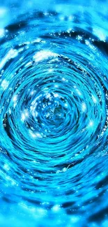 Vibrant blue swirl design with dynamic aquatic waves.