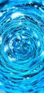 Vibrant blue swirl with a shimmering spiral pattern for mobile wallpaper.