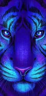 Vibrant blue tiger art wallpaper for mobile devices.