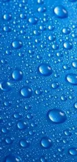 Blue wallpaper with realistic water droplets pattern.