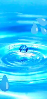 Blue water ripples with droplets, serene wallpaper.