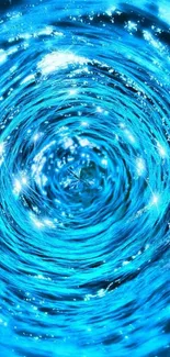 Vibrant blue water spiral with dynamic swirls