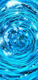 Dynamic bright blue water swirl with sparkling highlights for mobile wallpaper.