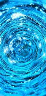 Vibrant blue water vortex with sparkling swirl effect.