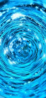 Dynamic blue water vortex with sparkling textures and fluid motion.