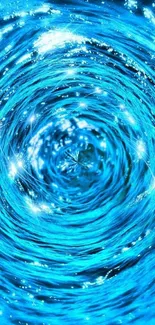 Vibrant blue water vortex swirl with sparkling highlights background.