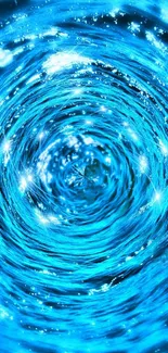 Vibrant electric blue vortex wallpaper with dynamic spiral and water effects.