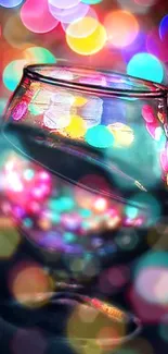 Colorful bokeh effect glass wallpaper with vibrant lights.