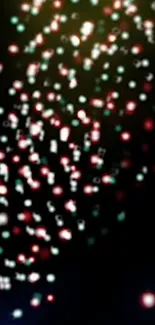 Abstract bokeh lights in vibrant colors over black background.