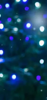 Dynamic bokeh wallpaper with vibrant blue and green lights.