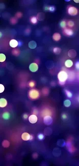 Abstract bokeh lights in vibrant purple hues for mobile wallpaper.