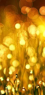 Golden bokeh lights create a vibrant, elegant mobile wallpaper.