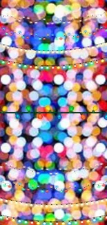 Vibrant bokeh lights with colorful garland design, perfect for a festive mobile wallpaper.