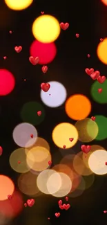 Colorful bokeh lights with red dominant tone in abstract wallpaper.