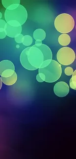 Vibrant bokeh wallpaper with colorful bubbles on a dark background.