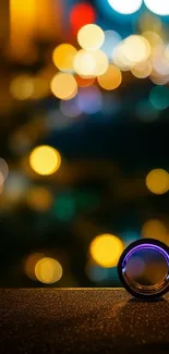 Vibrant bokeh wallpaper with warm city lights.