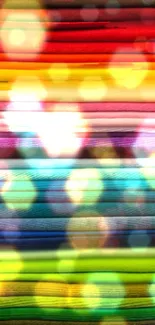 Colorful bokeh effect wallpaper with horizontal stripes and light circles.