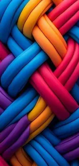 Vibrant braided color pattern wallpaper with interwoven strands.