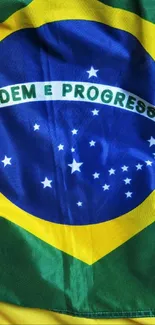 Brazilian flag with green, yellow, and blue colors.