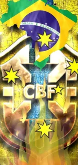 Brazilian football emblem with vibrant colors and national pride.