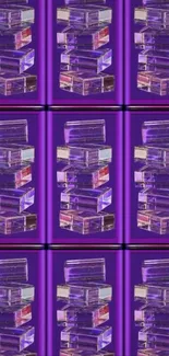Abstract wallpaper with purple brick pattern and vibrant colors.