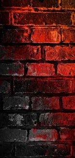 Red gradient on a brick wall wallpaper for mobile.