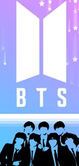 Stylish BTS wallpaper with pastel colors and a group silhouette.