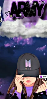 BTS ARMY themed wallpaper with vibrant colors and artistic design.