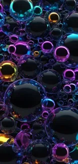 Colorful abstract bubbles wallpaper with vibrant spheres.