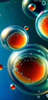 Colorful abstract bubbles on a teal background.