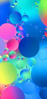 Colorful abstract wallpaper with blue bubbles.