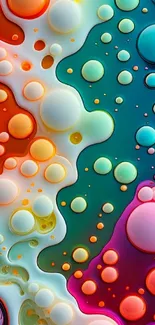 Vibrant abstract wallpaper featuring colorful bubbles and fluid shapes.