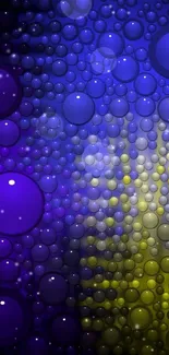 Colorful abstract wallpaper with blue, purple bubbles.