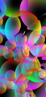 Vibrant neon bubble mobile wallpaper with a colorful, abstract design.