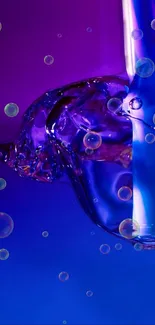 Vibrant wallpaper with purple and blue bubbles.