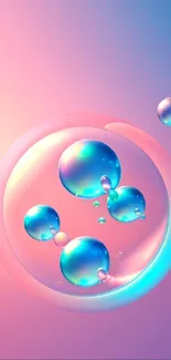 Vibrant abstract wallpaper with colorful bubbles and a gradient background.