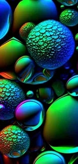 Vibrant abstract wallpaper with neon bubbles.