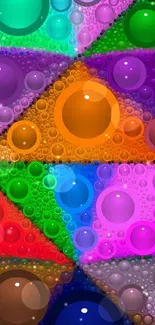 Vibrant mobile wallpaper with colorful geometric bubbles.