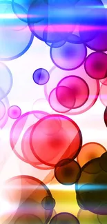 Vibrant abstract wallpaper with colorful bubbles.