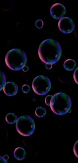 Colorful bubbles art on a black wallpaper background.