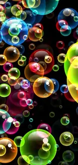 Vibrant and colorful bubble design wallpaper.