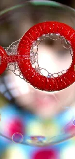 Close-up of a vibrant bubble against a colorful background.