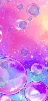 Vibrant pink, purple, and blue bubble themed mobile wallpaper.