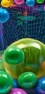 Vibrant colorful bubbles on abstract background.