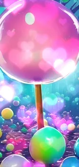 Colorful bubble fantasy wallpaper with vibrant magenta hues.