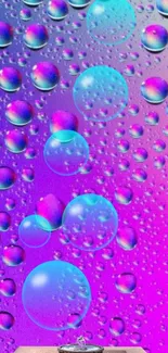 Vibrant wallpaper featuring bubbles on a purple gradient background.