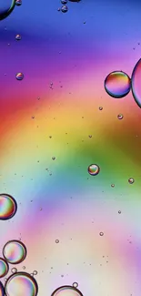 Colorful rainbow gradient with floating bubbles wallpaper.