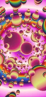 Abstract colorful bubbles with pink background