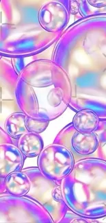 Colorful iridescent bubbles on a mobile wallpaper design.