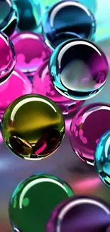 Colorful 3D bubbles floating on a vibrant background.